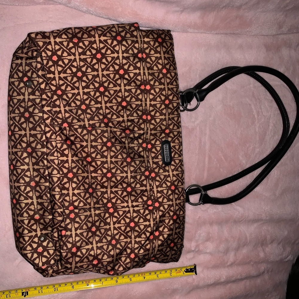 Baggallini Geometric Brown and Red Tote